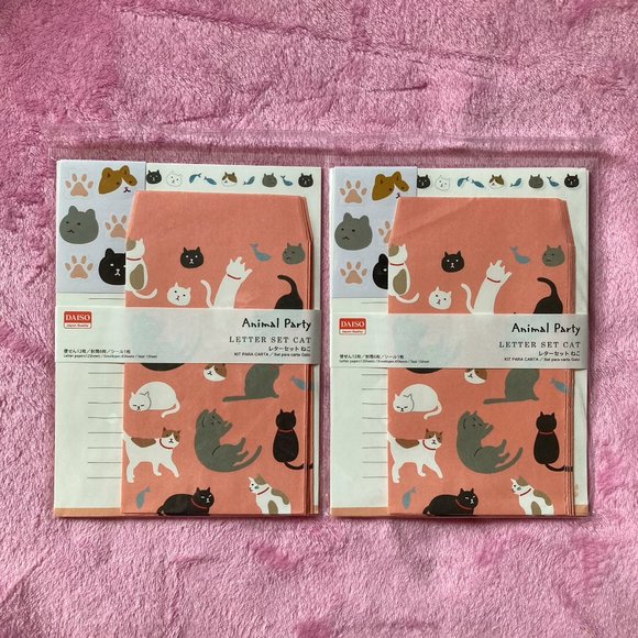 ♥3 for $15♥ Set of 2 Cat Animal Party Stationery Sets Pink Cute Kitties Stickers - Picture 3 of 4